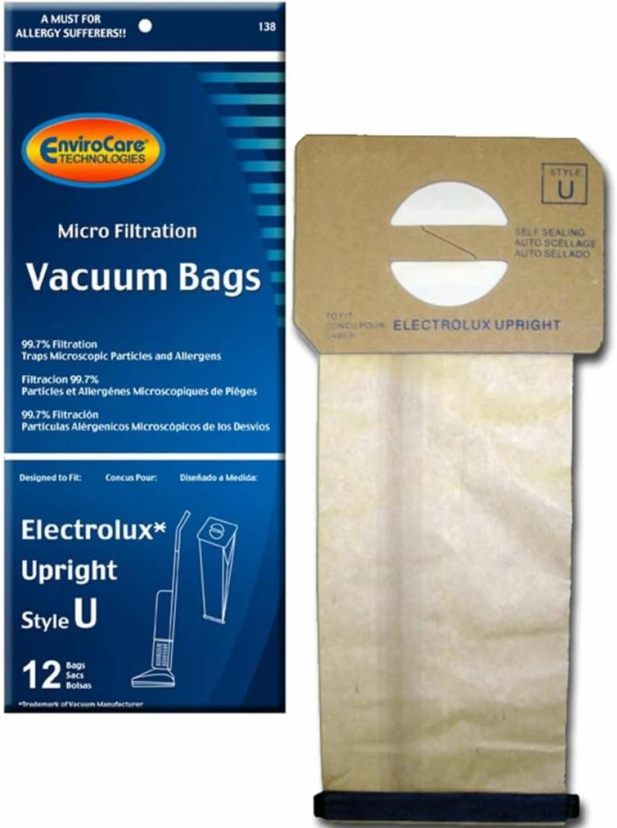 EnviroCare 12-Pack Replacement Vacuum Bags for Electrolux Upright & Proteam Prolux, Procare, Proforce – Micro Filtration Dust Bags