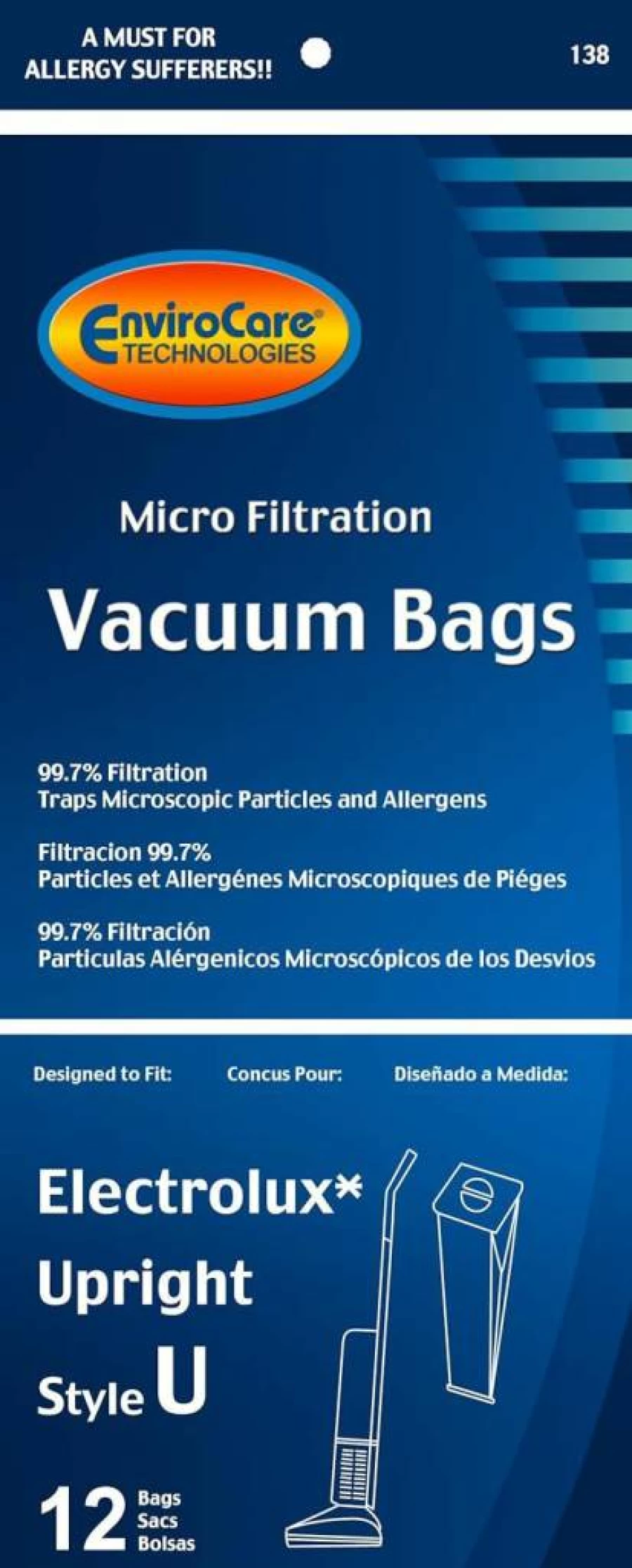 EnviroCare 12-Pack Replacement Vacuum Bags for Electrolux Upright & Proteam Prolux, Procare, Proforce – Micro Filtration Dust Bags