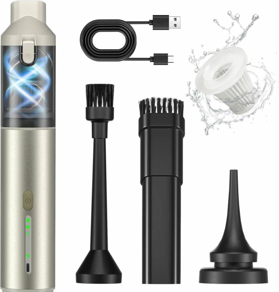 NOVARHOME Cordless Car Vacuum Cleaner - 16000Pa Powerful Suction, 4-in-1 Portable Handheld Vacuum for Car, Home, Office, Outdoor (Grey) Rechargeable Blow & Suction