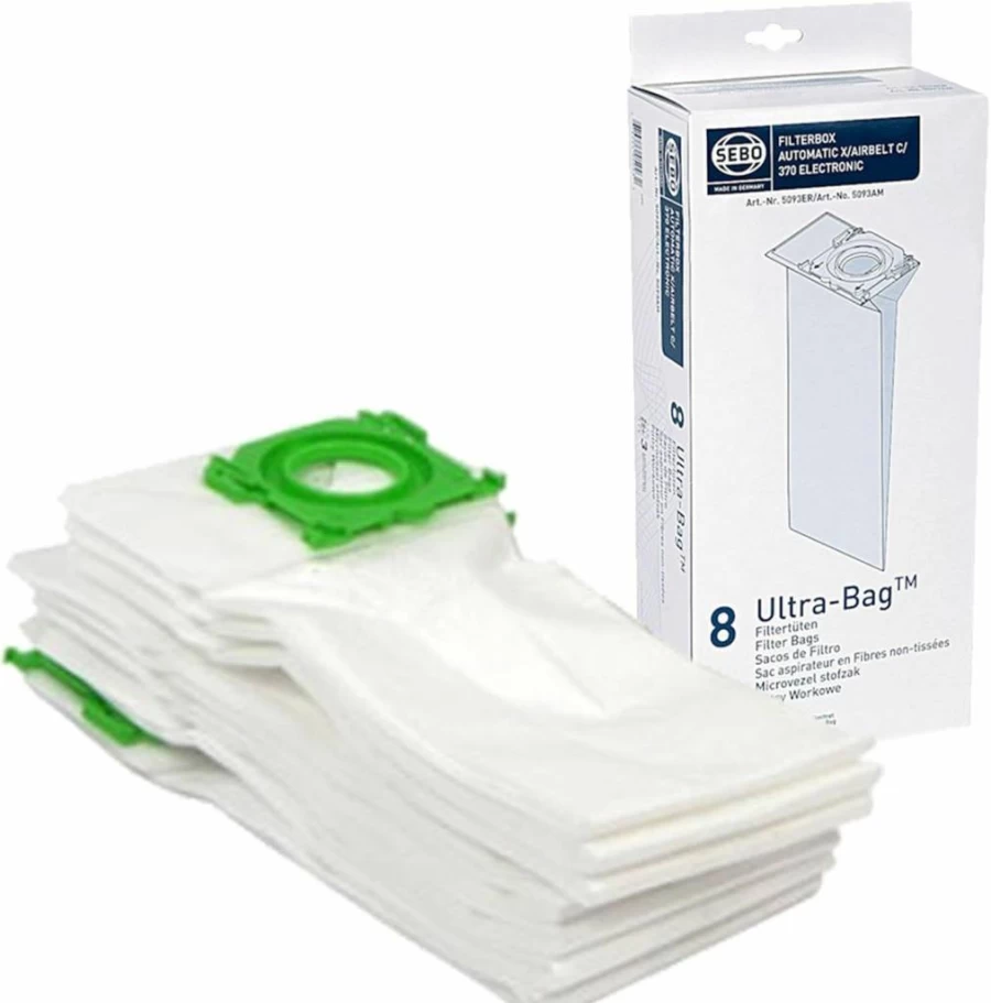 SEBO Genuine X-Series Vacuum Cleaner Dust Bags for X1, X2, X3, X4, X5 & XP Models (5093ER) - Extra Pet Hair Capacity