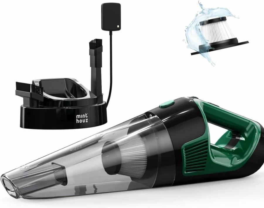 Minthouz Cordless Handheld Vacuum Cleaner with Strong Suction, LED Light, Rechargeable Battery, and Charging Base for Home, Car, Pet, and Office Use