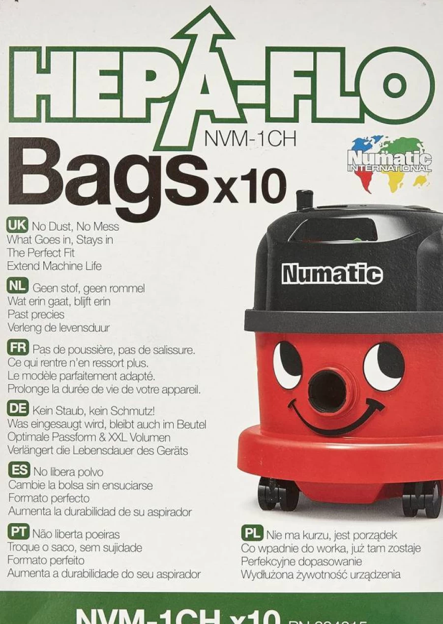 Numatic NVM-1CH HEPAflo Disposable Vacuum Filter Bags (10-Pack) - Compatible with Henry HVR200A, Hetty HET200A, James JVP180 & Henry Micro HVR200M Vacuum Cleaners