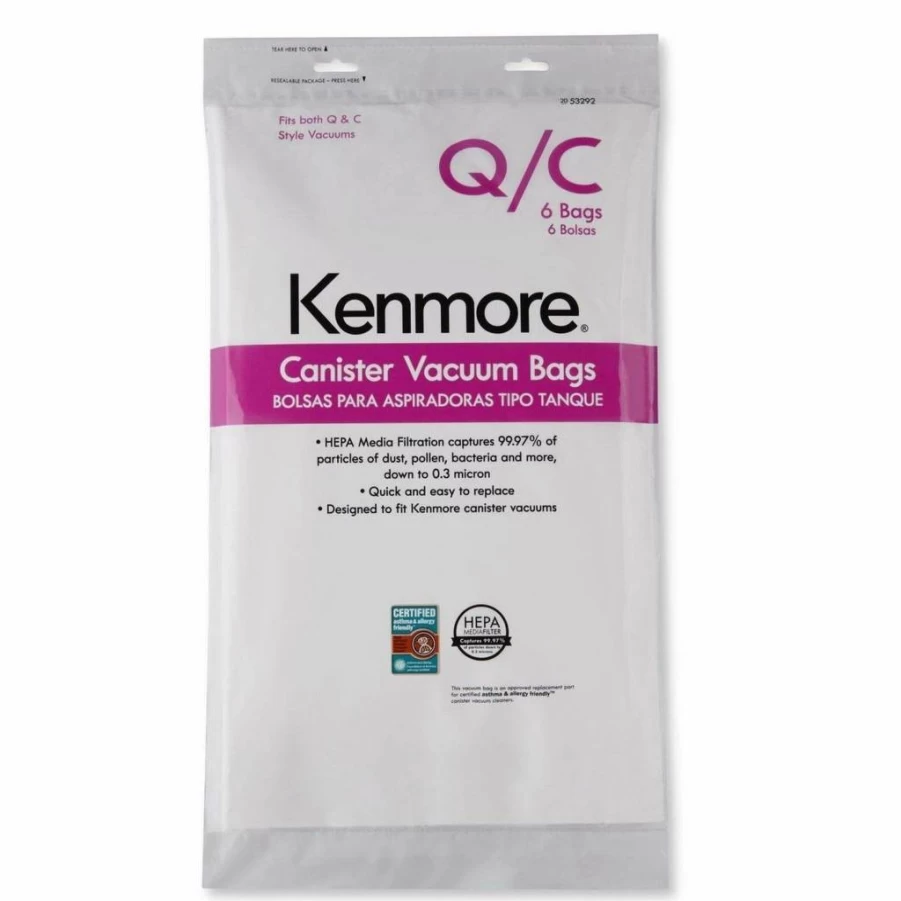 Kenmore Type Q & C Replacement Vacuum Bags - 6 Pack for Canister Vacuums