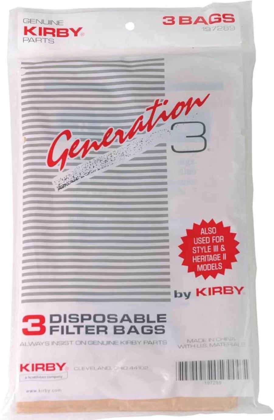 Kirby G3 Vacuum Genuine Disposable Brown Filter Bags - 3 Pack Replacement for Kirby Generation 3 Models