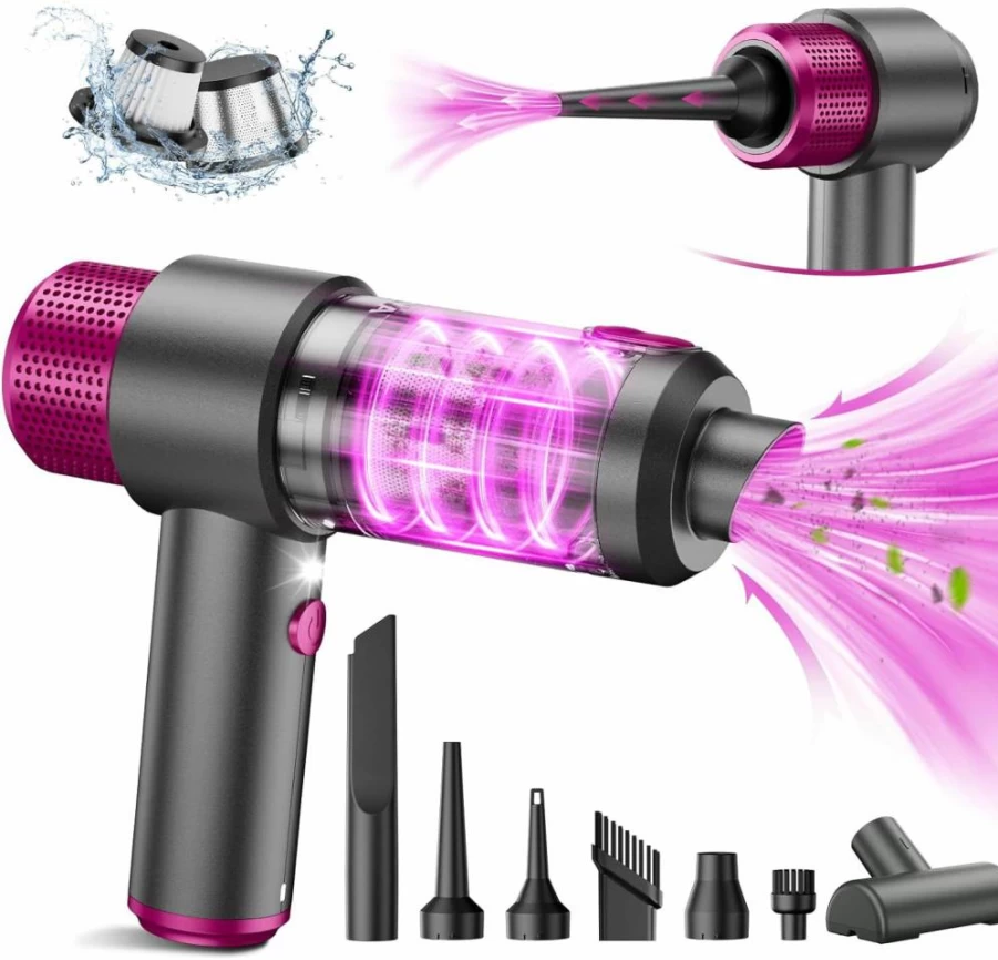 EYYA Cordless Handheld Car Vacuum Cleaner - 15000Pa Powerful 4-in-1 Portable Vacuum for Car, Home & Office with LED Light | High-Power Air Duster | Mini Car Vacuum Cleaner