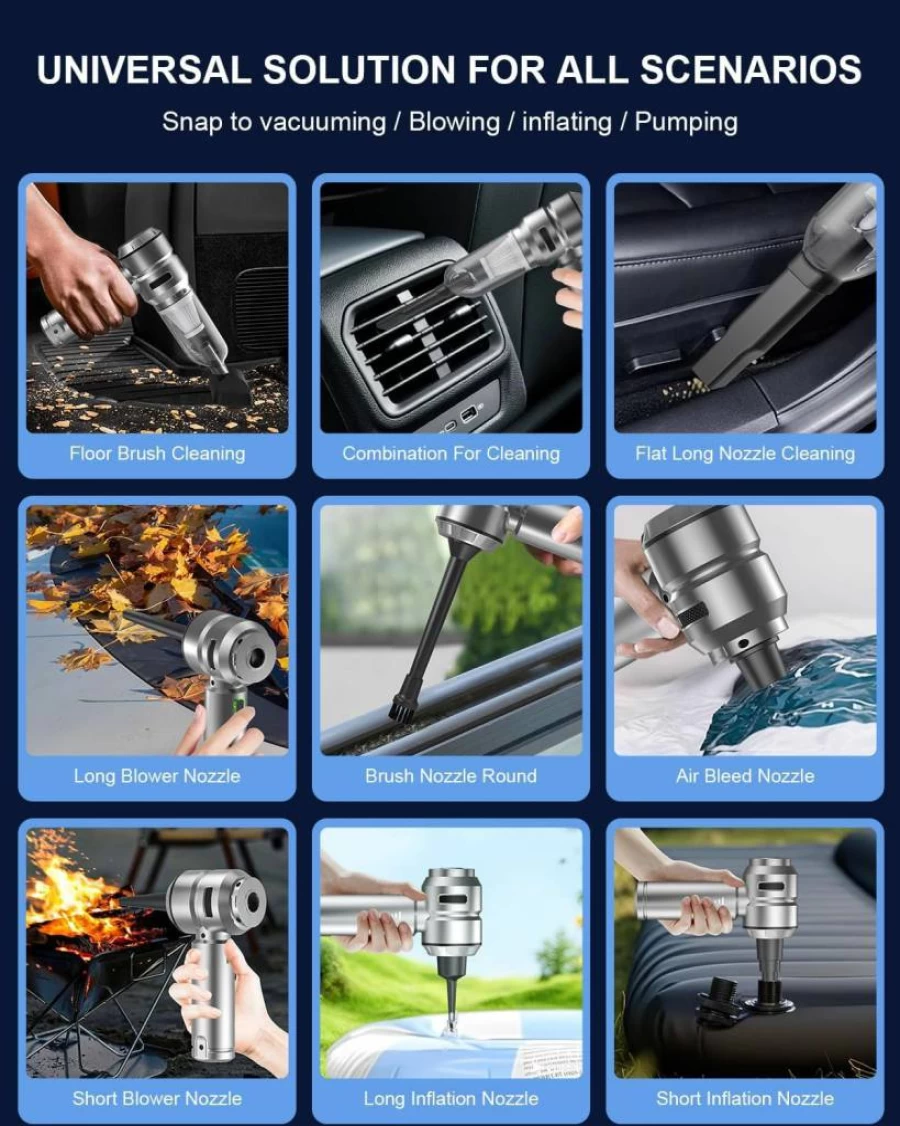 VNOST Cordless Car Vacuum Cleaner - 21000Pa Powerful Suction, 3 Modes, Portable Handheld Vacuum for Home, Car, Office, Type-C Charging (Mysterious Silver)