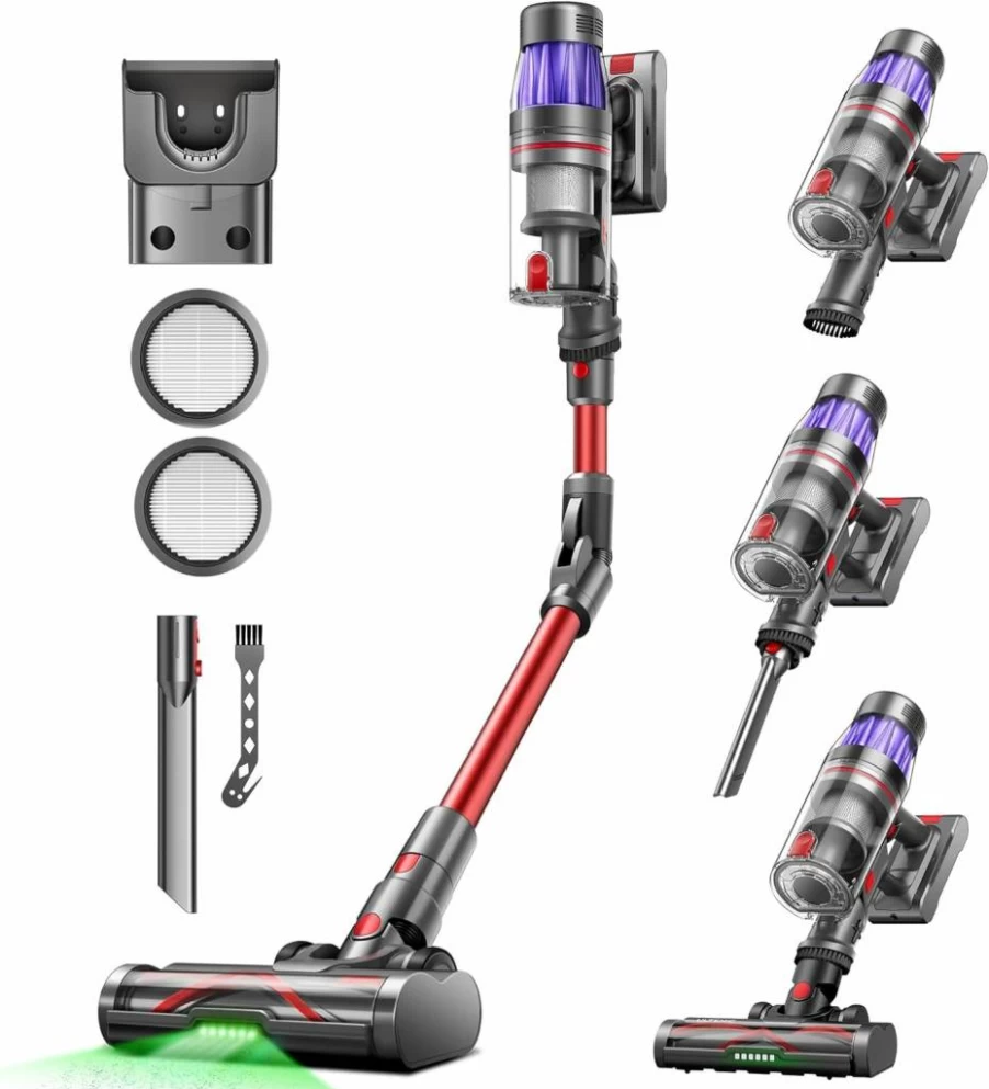 Ultenic U16 Flex Cordless Vacuum Cleaner, 550W Powerful Suction, 60Min Runtime, 180° Bendable Wand, Anti-Tangle Brush, Handheld & Stick Vacuum for Pet Hair, Carpet, Floor, Car, Includes Charging Dock