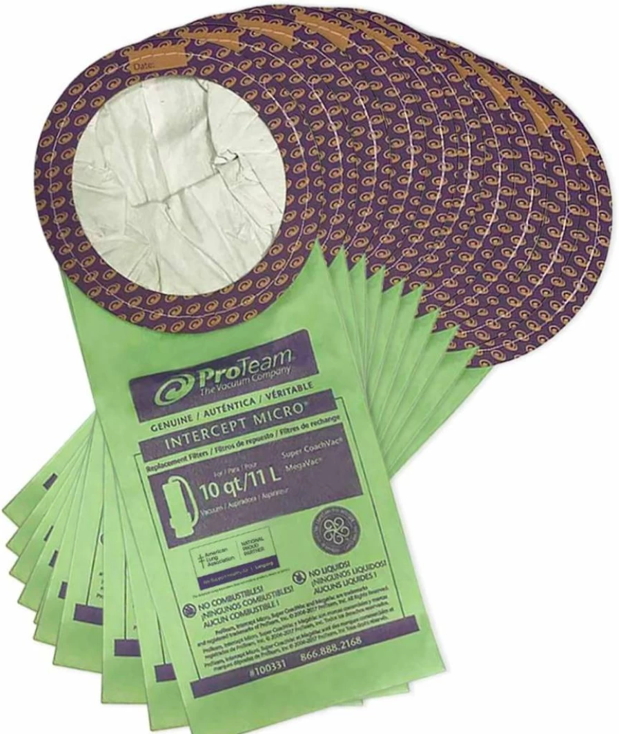 ProTeam 6 Qt. Micro Filter Bag - 10 Pack, Compatible with Super Coach Pro 6, Provac Fs 6, GoFit 6, GoFit 6 Plus, GoFree Flex Pro II (Model #107314)