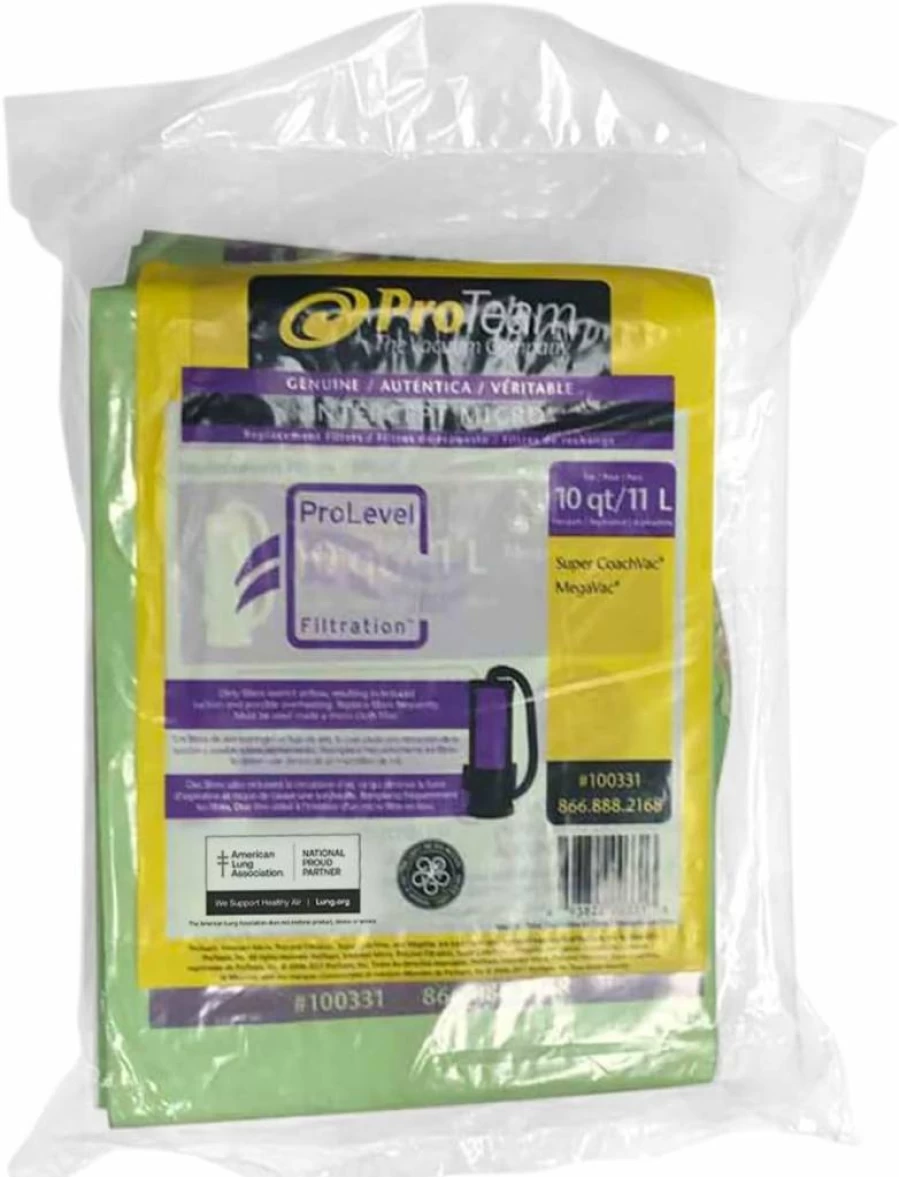 ProTeam 6 Qt. Micro Filter Bag - 10 Pack, Compatible with Super Coach Pro 6, Provac Fs 6, GoFit 6, GoFit 6 Plus, GoFree Flex Pro II (Model #107314)
