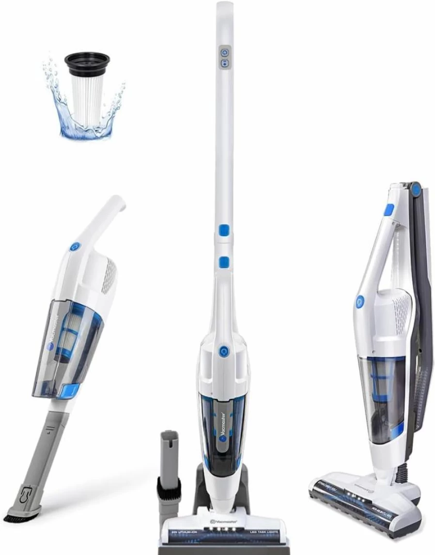 Vacmaster VSD1801 2-in-1 Cordless Stick & Handheld Vacuum Cleaner with Li-Ion Battery, Lightweight for Hardwood Floors, Carpets, and Pet Hair, White
