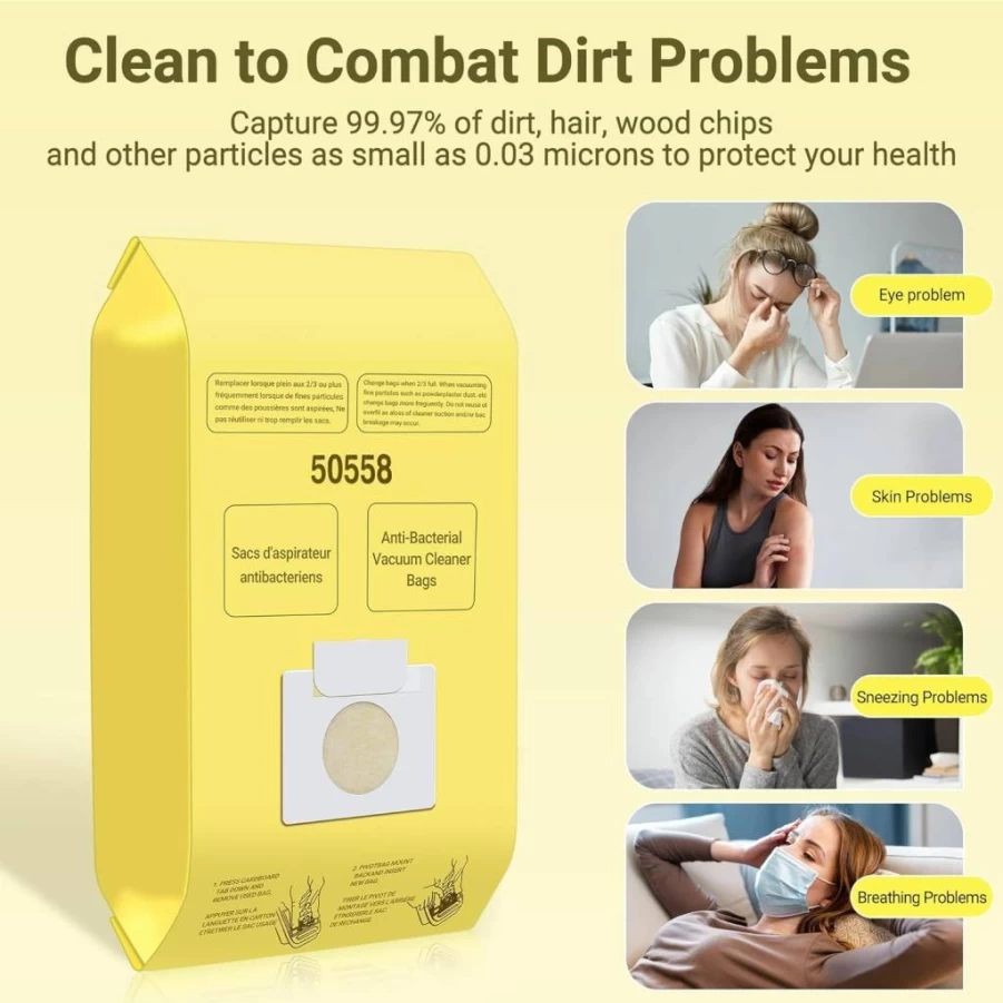 PETOX 12-Pack High-Efficiency Vacuum Cleaner Bags for Kenmore Canister Models 5055, 50557, 50558 & Panasonic Type C-5 Vacuums
