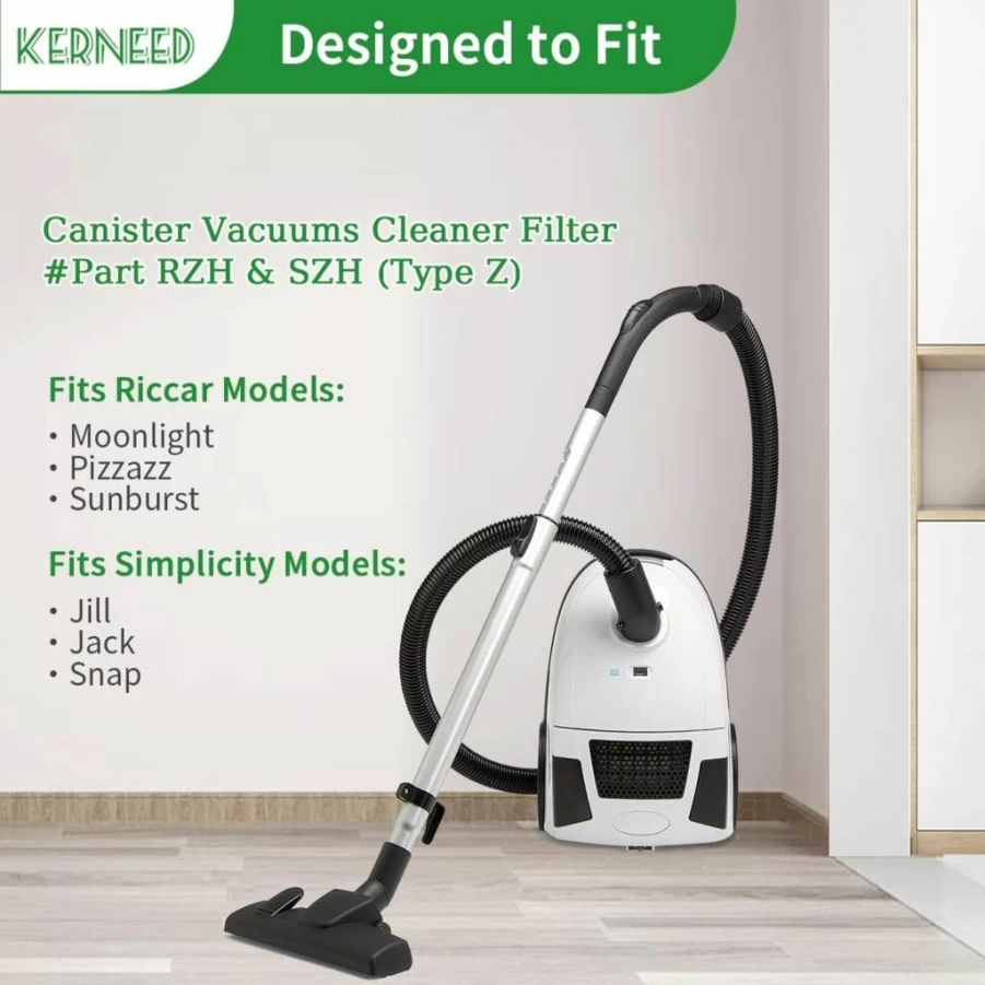 8 Pack Kerneed Type Z HEPA Vacuum Bags for Riccar Moonlight, Pizzazz, Sunburst & Simplicity Jill, Jack, Snap Vacuum Cleaners - Compatible with Part RZH-6/SZH-6