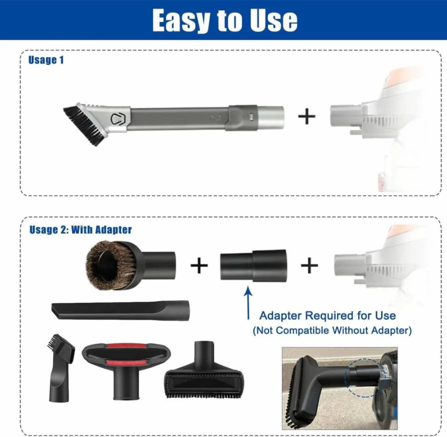 7Pcs Vacuum Attachments by Alrens - Compatible with Shark Rotator NV751, NV752, NV650, NV680, NV800 & Rocket HV300, HV320 - 2-in-1 Crevice Tool & Brush Accessories for Powerful Cleaning