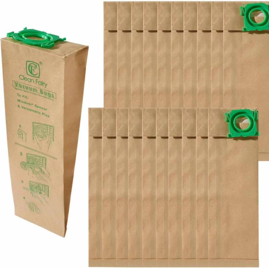 CF Clean Fairy 20-Pack Vacuum Filter Bags Compatible With Windsor Sensor S12 S15 XP12 XP15 XP18 SR12 SR15 SR18 Versamatic Plus & SEBO C G&X Series - Replacement For 5300Rep