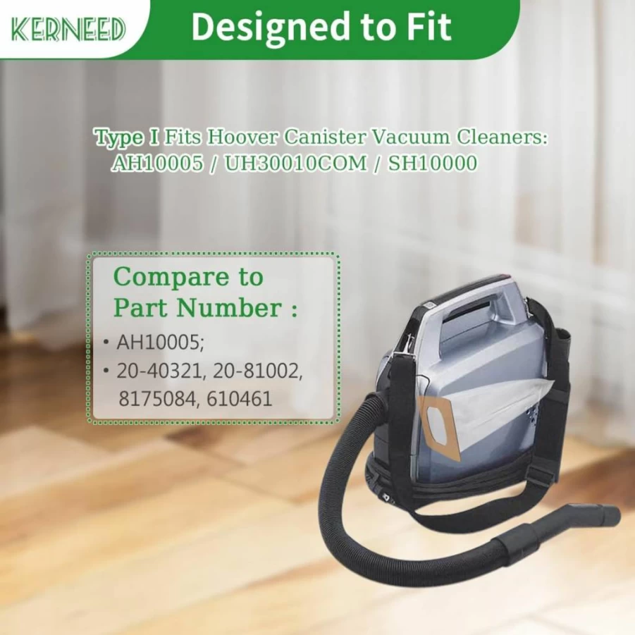 8 Pack Kerneed Type I HEPA Vacuum Bags - Compatible with Hoover Platinum Canister Vacuum Cleaner, Replacement for AH10005, High Efficiency Dust Bags