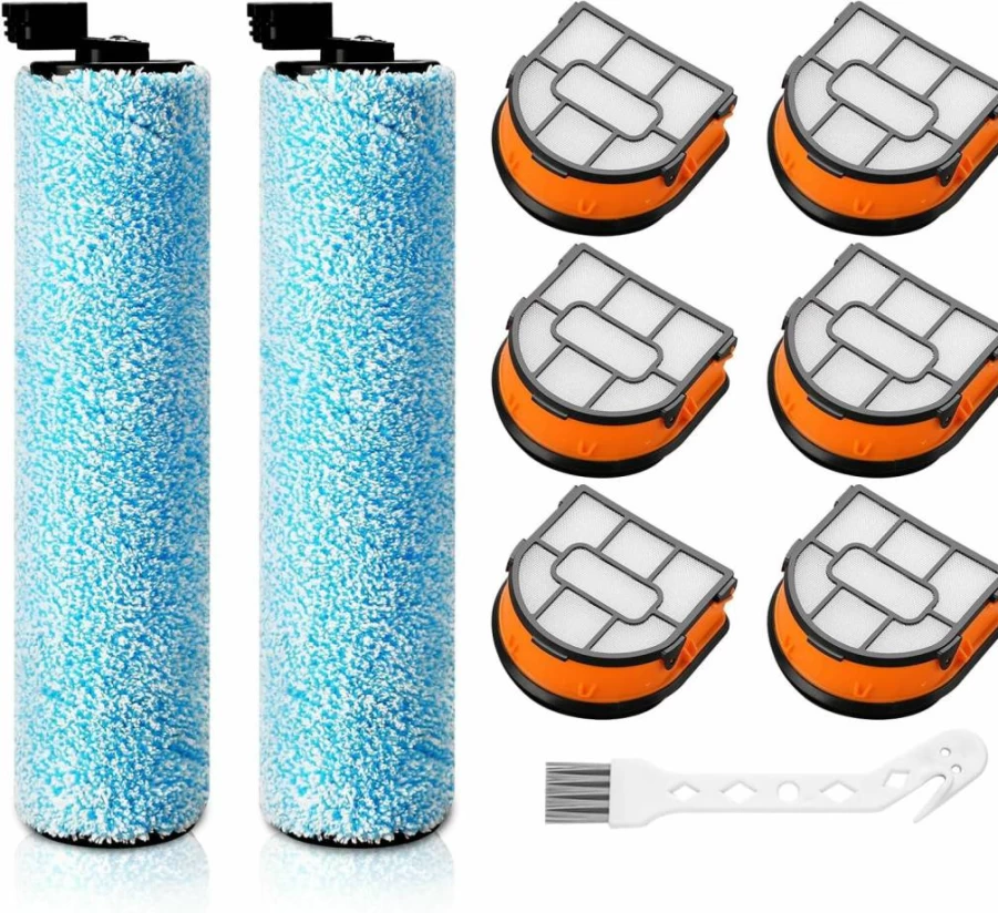 Herosky 6 Foam Filter and 3 Brush Roller Kit Compatible with Shark HydroVac WD161 WD261 AW261 Wet Dry Vacuum Cleaner Replacement Parts