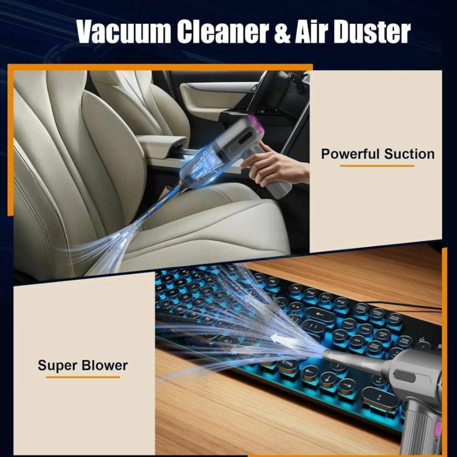 Hayousui 7000Pa Cordless Handheld Vacuum Cleaner - 3-in-1 Mini Vac for Keyboard, Electronics, Car & Home with 3-Gear Air Blower and Hand Pump Function