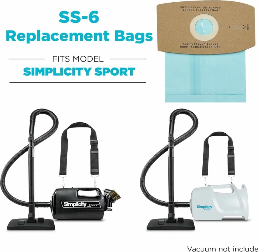 Simplicity Vacuums SS-6 Type S Vacuum Bags - 6 Pack for Sport Vacuum Models