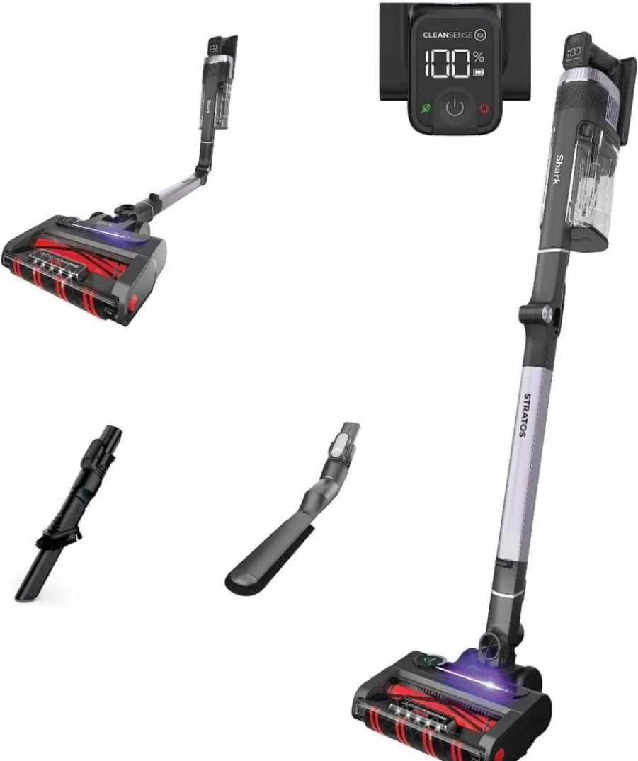 Shark Stratos Cordless Vacuum Cleaner with CleanSense IQ, Odor Neutralizer, Multiflex Wand, 60 Min Runtime, Includes Duster & Anti-Allergen Brush, Ash Purple (IZ862H)