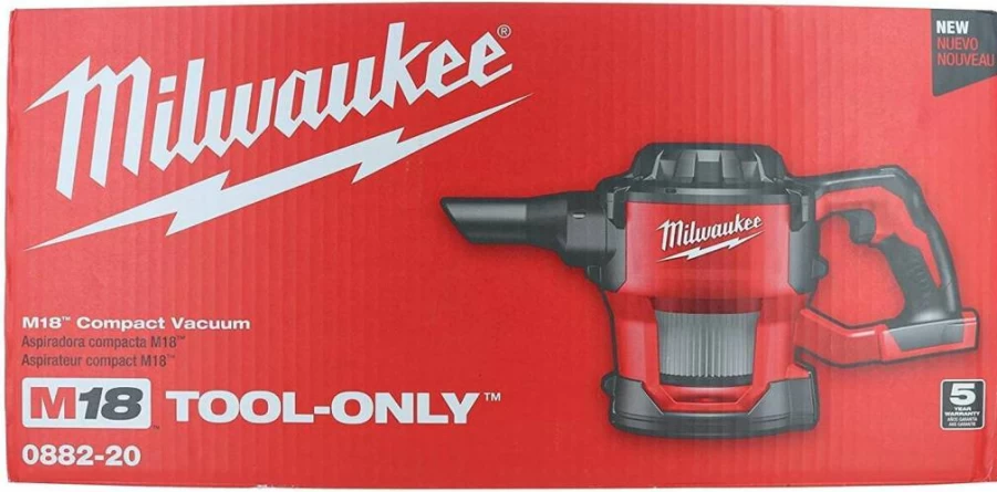 Milwaukee M18 18V Cordless Lithium-Ion Handheld Vacuum Cleaner 0882-20 with HEPA Filter, 40 CFM & Premium Microfiber Cleaner Bundle