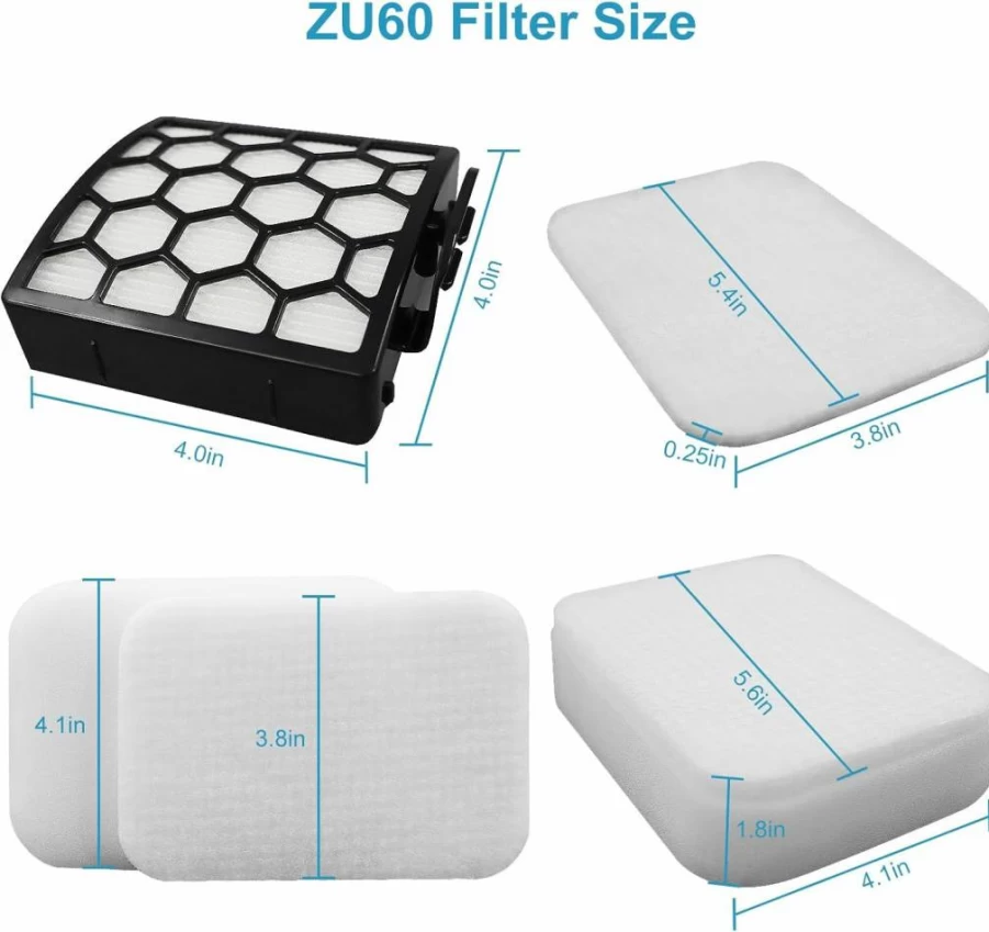 Ancolin Zu60 Vacuum Filter Replacement Kit for Shark Navigator NV150 NV151 NV255, 2 HEPA Filters + 6 Foam + 6 Felt Pads, Compatible with Shark Zu60 Zu62 Zu62C Models, Replaces Part #1238FT60