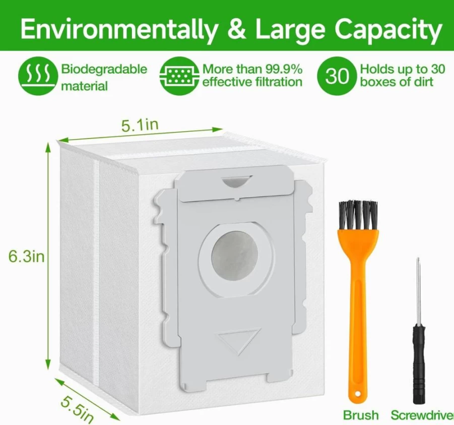 VBN 12 Pack Compatible Roomba Vacuum Bags for iRobot i7/i7+/i3/i3+/i8/i8+/j7/j7+/s9/s9+ Series - Automatic Dirt Disposal Replacement Bags