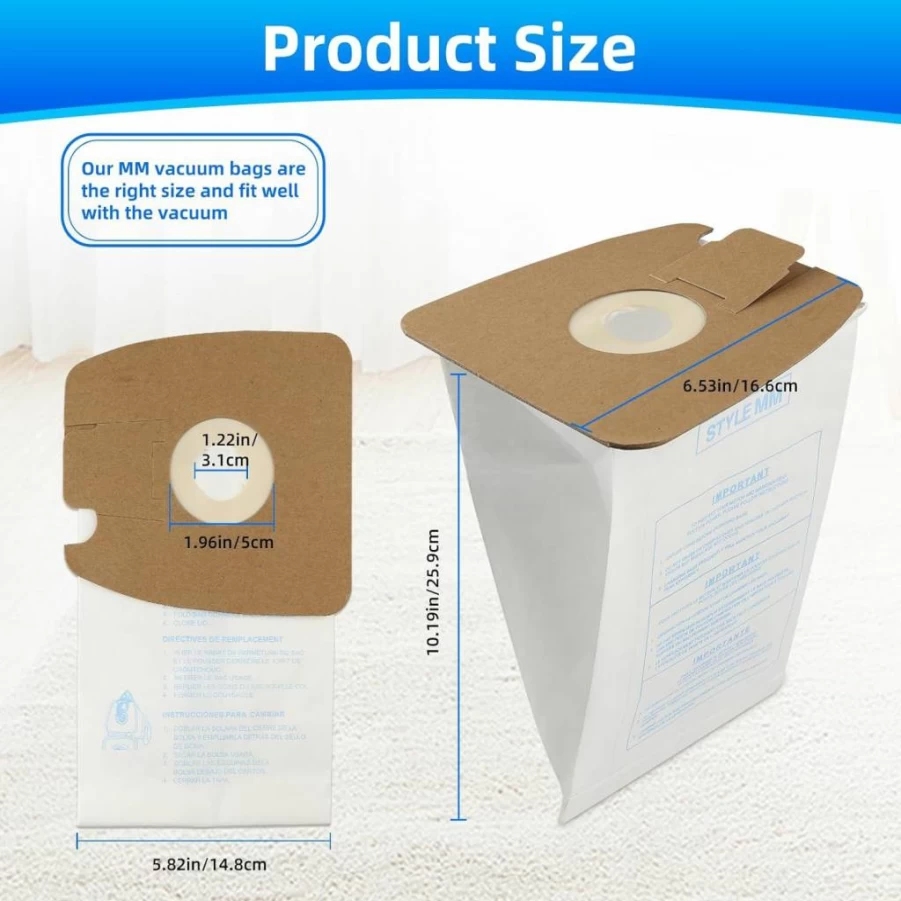 20 Pack BIHARNT Vacuum Cleaner Bags Compatible with Eureka & Sanitaire Models 3670, 3680, 60295 Series (60295A/B/C), 60296, 60297A - Replaces Part# 60295C, MM Filtration Paper Replacement Bags