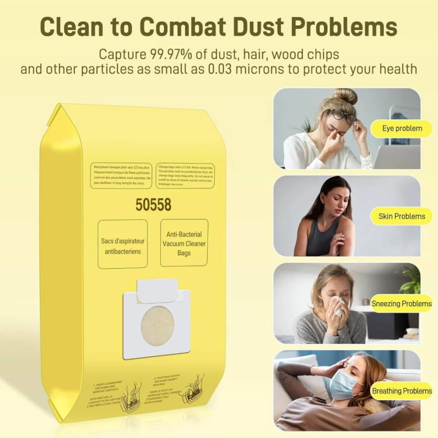 PETOX 10-Pack High-Efficiency Vacuum Cleaner Bags for Kenmore Canister Models 5055, 50557, 50558 & Panasonic Type C-5 Vacuums