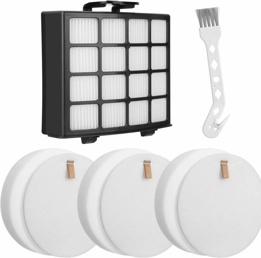 Tyhocent 6-Pack Vacuum Filter Kit for Shark Vertex DuoClean AZ2000, AZ2000W, AZ2002, UV2500 - 3 Foam & 3 Felt Replacement Filters Compatible with XFFKAZ2000, PowerFin Upright Vacuum Cleaner Parts