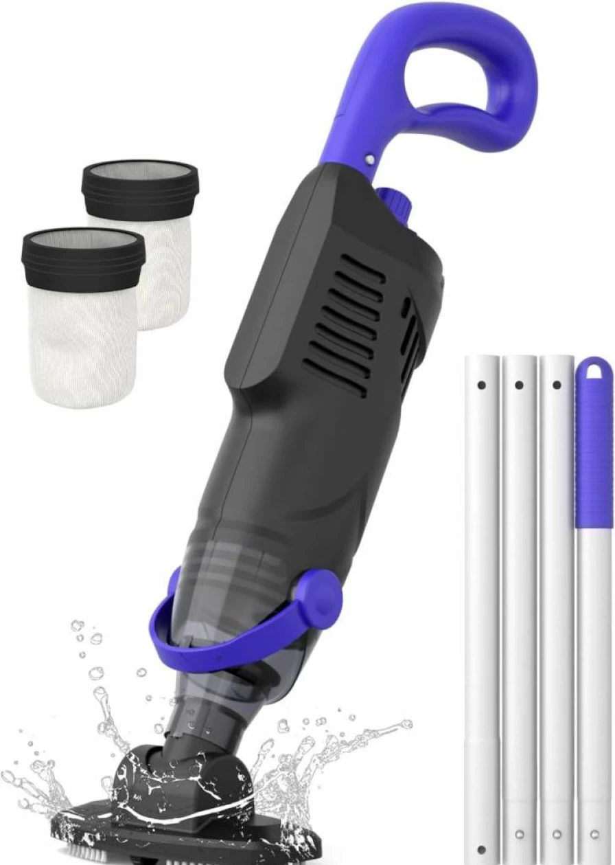 Wuwo Little Shark Cordless Pool Vacuum - 60W Motor, 18 GPM Suction, 5000mAh Battery (1H Runtime), Compact & Lightweight for Above Ground Pools & Hot Tubs