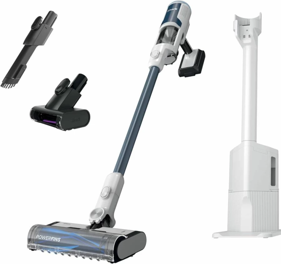 Shark Bu3521 Cordless Stick Vacuum with HEPA Filter, Lightweight, Rechargeable, Auto-Empty System, for Pet Hair, Carpets & Hard Floors, White