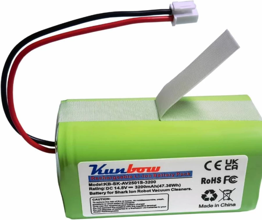 Kunbow 3200mAh Replacement Battery for Shark Ion R75, R85, RV850, S87, AV752, AV751, RV761, RV851WV, RV871, RV1000S, RV1100VL, RV101AE, Shark AI Robot Pro RV2001WD, AV2501S Vacuum Cleaners