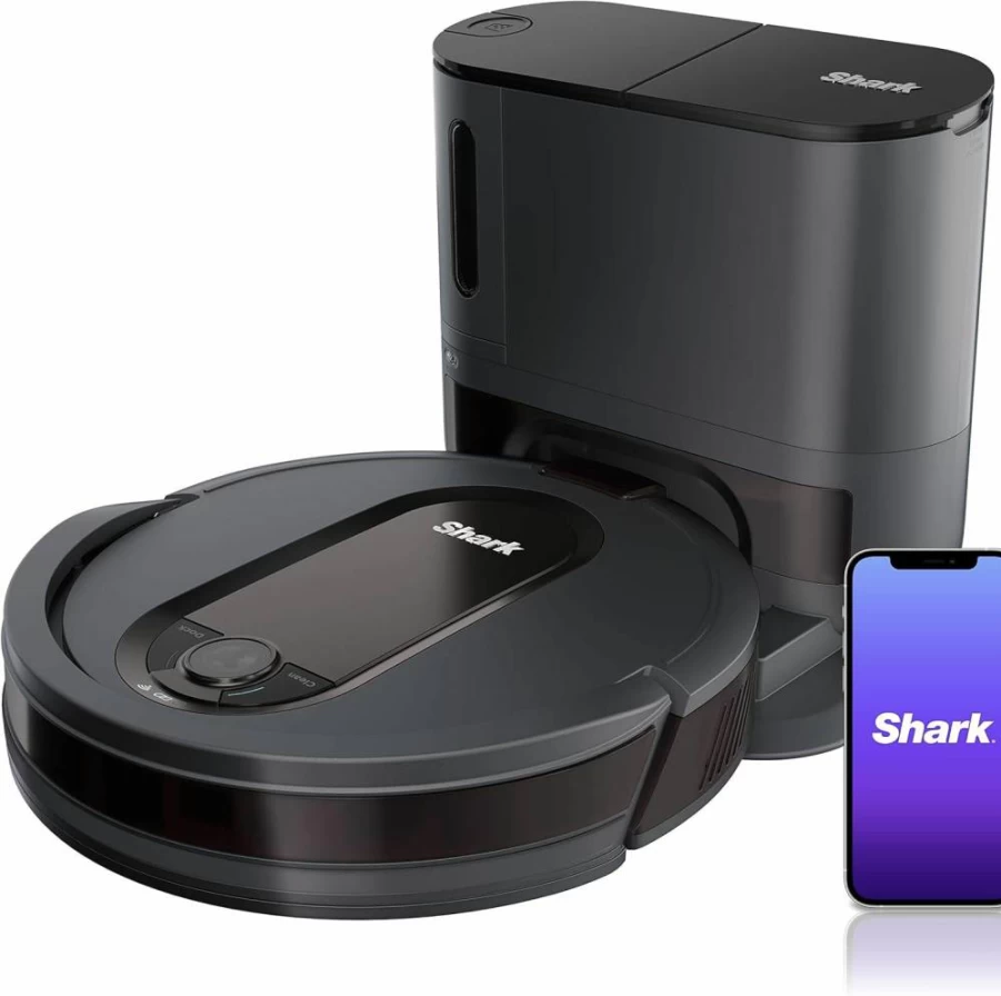 Shark EZ Robot Vacuum RV912S with Self-Empty Base, Bagless, Wi-Fi, Dark Gray (Renewed) - Powerful Suction, Smart Mapping, Works with Alexa