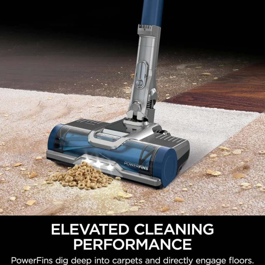 Shark Cordless Pet Vacuum Cleaner with HEPA Filter, PowerFins & Self-Cleaning Brushroll, 40 Min Runtime, Lightweight for Carpets & Hard Floors, Anti-Allergen Seal, Blue (IZ361H)