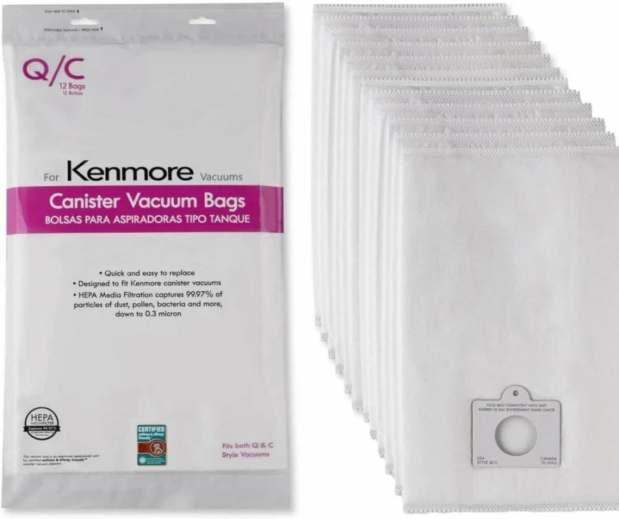 ShoppingOnBed 6-Pack Premium Cloth Vacuum Bags Compatible with Kenmore Canister Models 5055, 50557, 50558, 200, 400, 700, 800 Series - Q/Type Replacement Bags