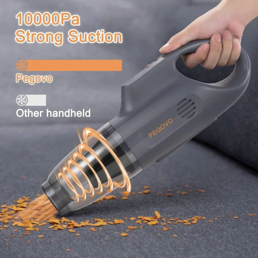 PEGOVO Cordless Handheld Vacuum Cleaner - 10Kpa Powerful Portable Car Vacuum with Fast Charging, Washable Filter & Pet Hair Attachments for Home, Office, and Auto