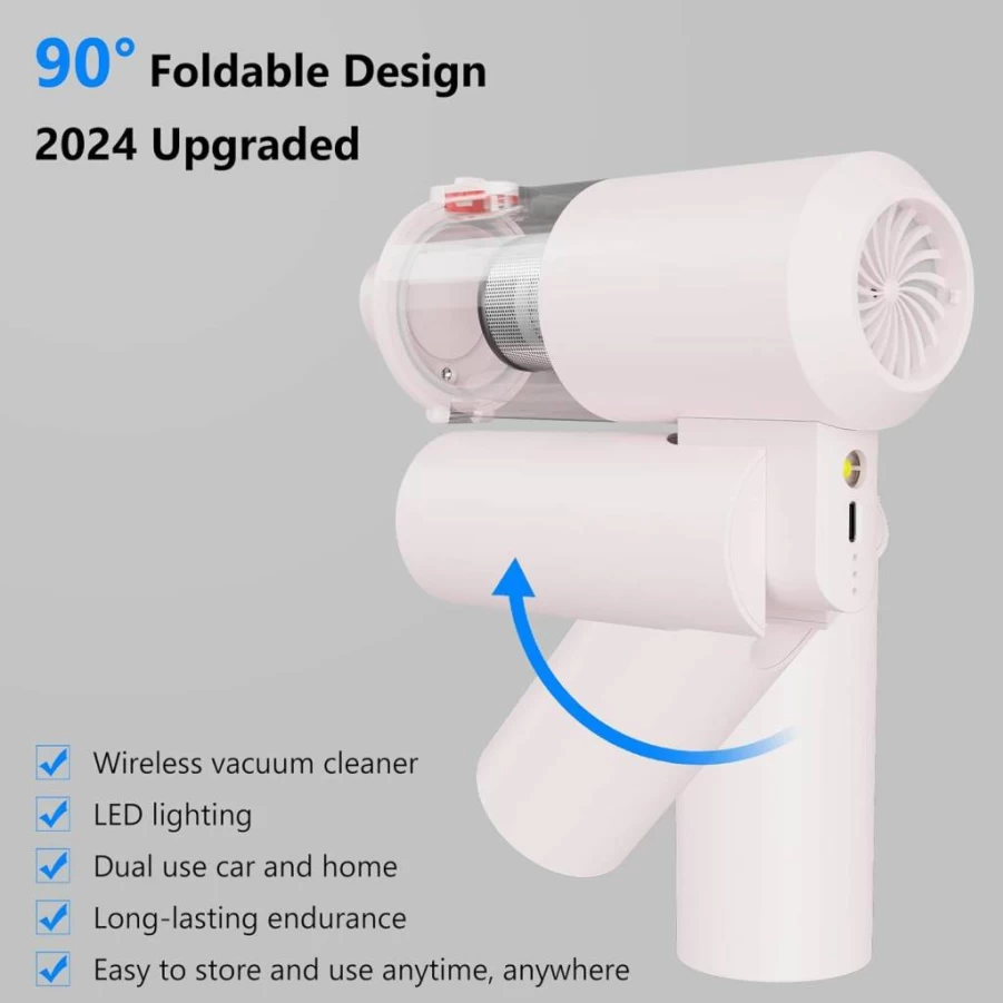 Tkkich Airifypro V2 Cordless Vacuum Cleaner - 16000Pa High Power, 3-in-1 Portable Car Vacuum & Air Duster with Brushless Motor, Foldable Handheld Vac for Home & Car Cleaning