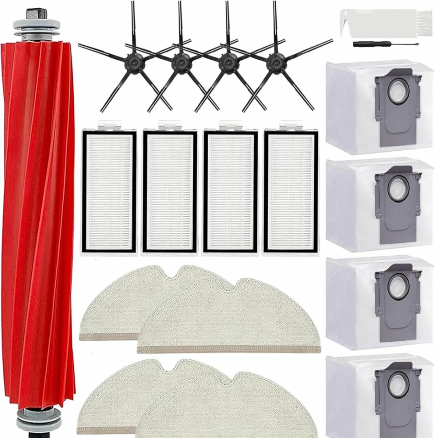 Bvhonwe 17 Pack Replacement Parts Kit for Roborock Q7/Q7+/Q7 Max/Q7 Max+ - Includes Main Brush, Side Brushes, Filters, Mop Pads & Dust Bags