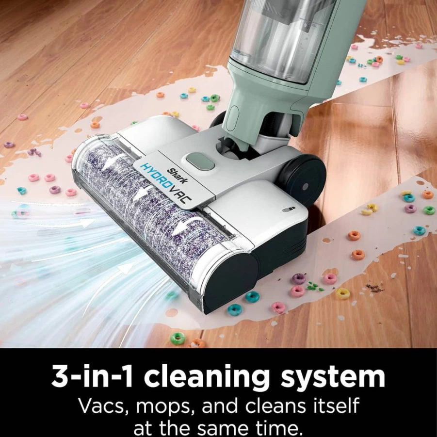 Shark WD201 HydroVac Cordless 3-in-1 Vacuum, Mop & Self-Cleaning System for Hardwood, Tile, Marble & Rugs with Antimicrobial Brushroll and Pure Water Technology
