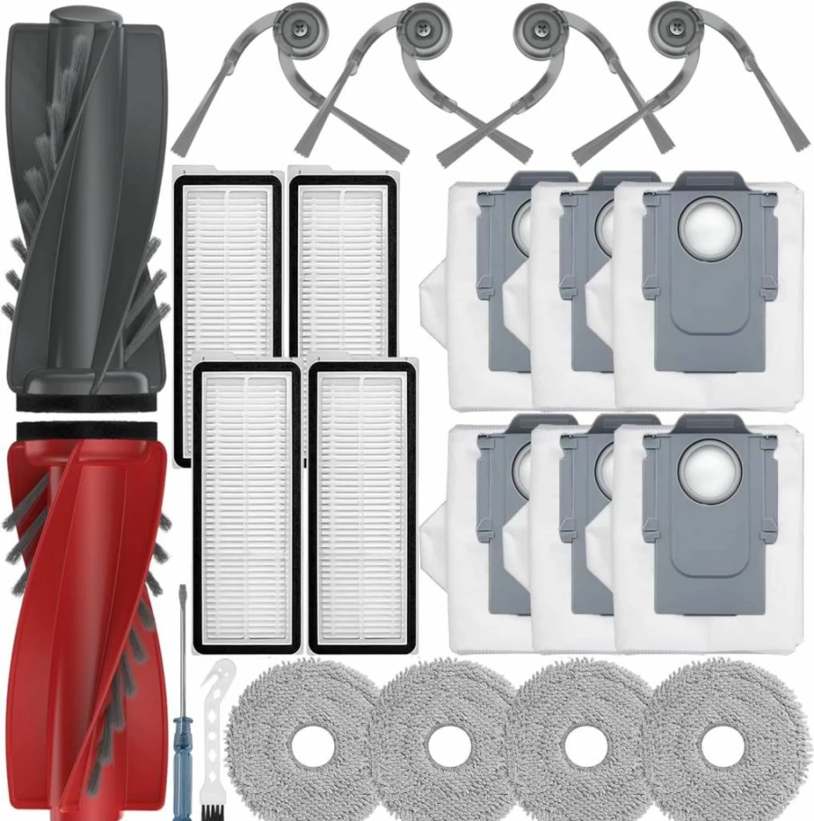 Bluearks 20Pcs Replacement Parts Kit for Roborock Qrevo/Qrevo Edge - Includes Main Brush, Mop Pads, Side Brushes, HEPA Filters & Vacuum Bags