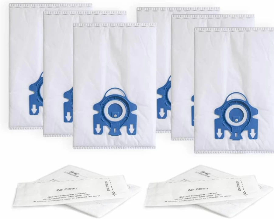 BIHARNT 6-Pack Vacuum Cleaner Bags with 2 Filters for Miele Classic C1, C2, C3, S200-S500 Series Canister Vacuums | Genuine Replacement Dust Bags