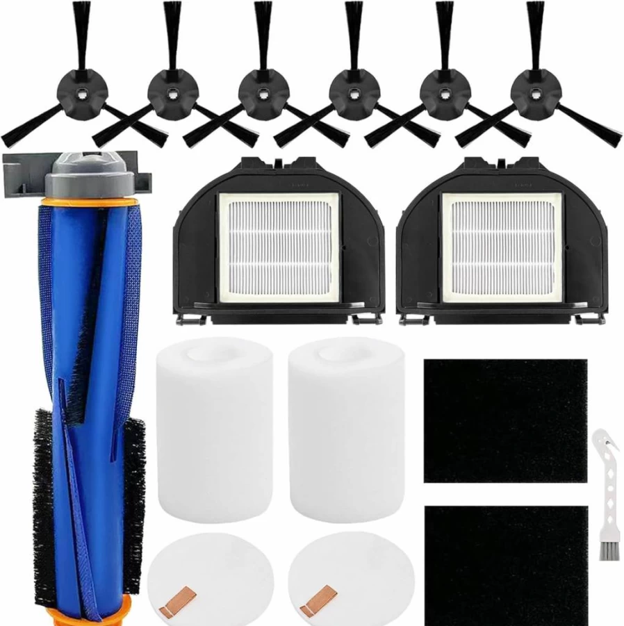 MalhSlix Replacement Parts Kit for Shark RV2310AE RV2320S UR2350AE Matrix Robot Vacuum - 2 Main Brush Rollers, 2 Foam Filters, 3 Air Filters, 8 Side Brushes (Compatible with Shark RV Series)