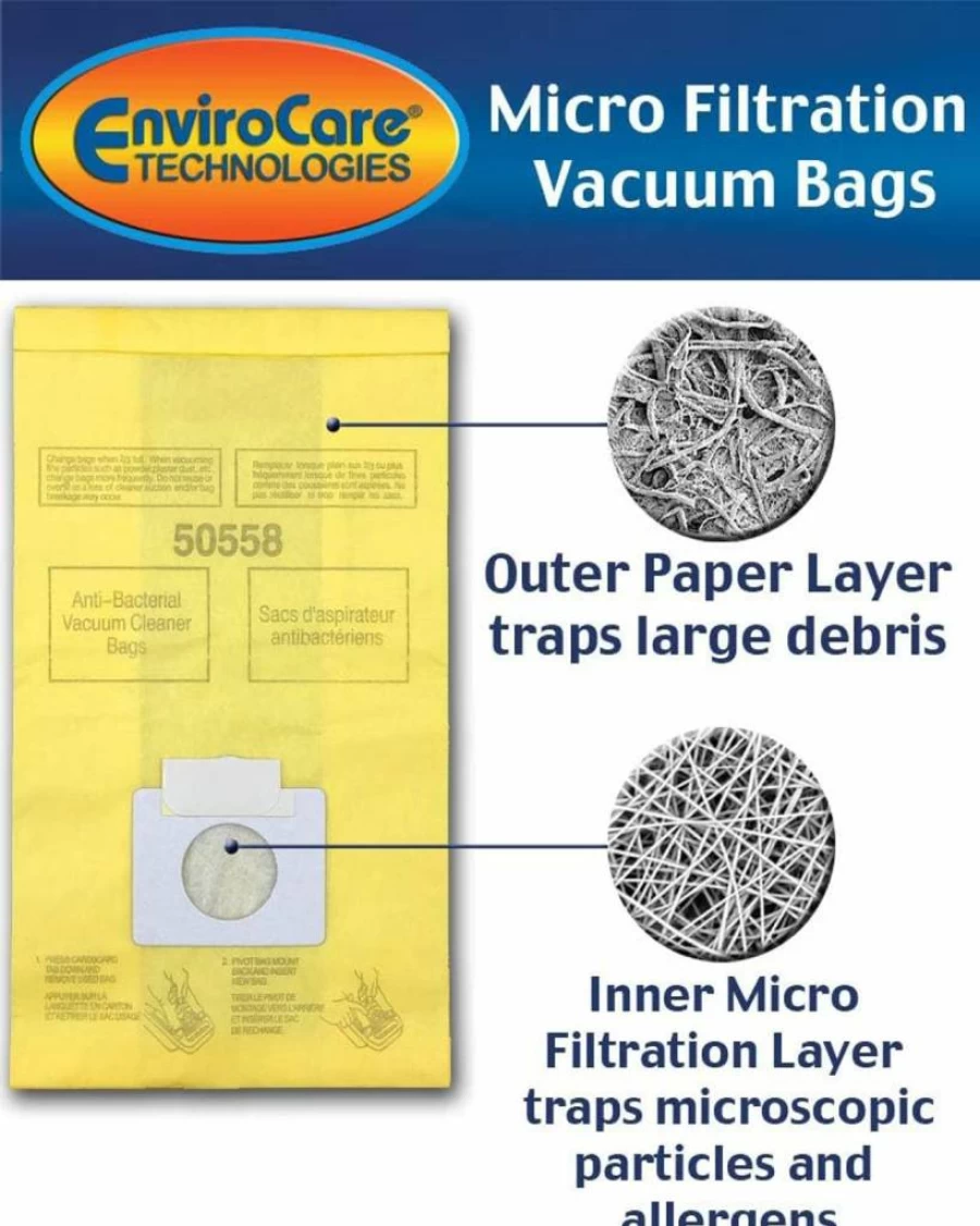 EnviroCare 15 Pack Vacuum Bags Compatible With Kenmore Canister 5055, 50557, 50558 & Panasonic C-5 Vacuums | Replacement Filters for Type C/Q Models