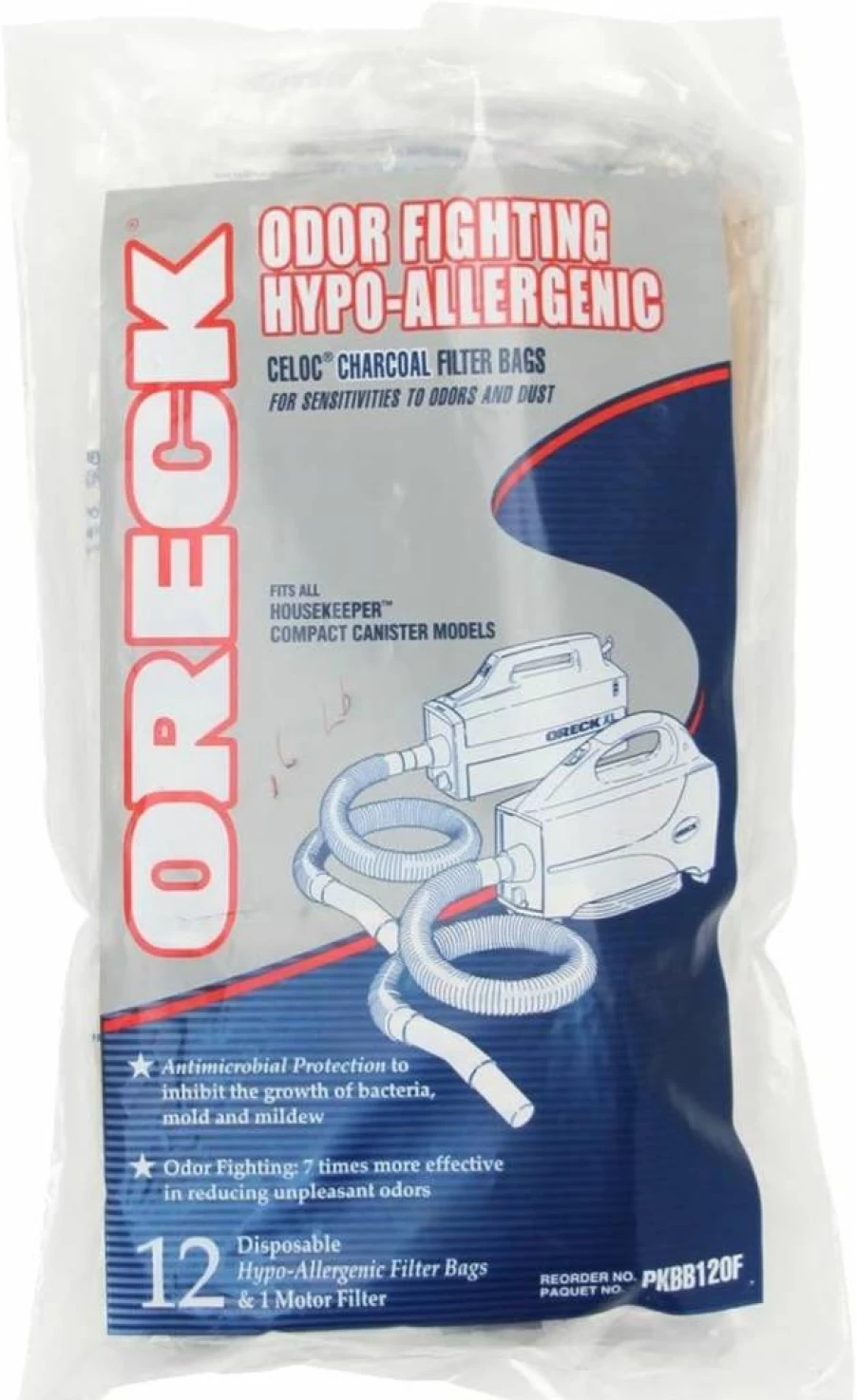 Oreck Pkbb12Od Hypo-Allergenic Vacuum Bags for Handheld Vacuums - 12 Pack, White, Odor Fighting