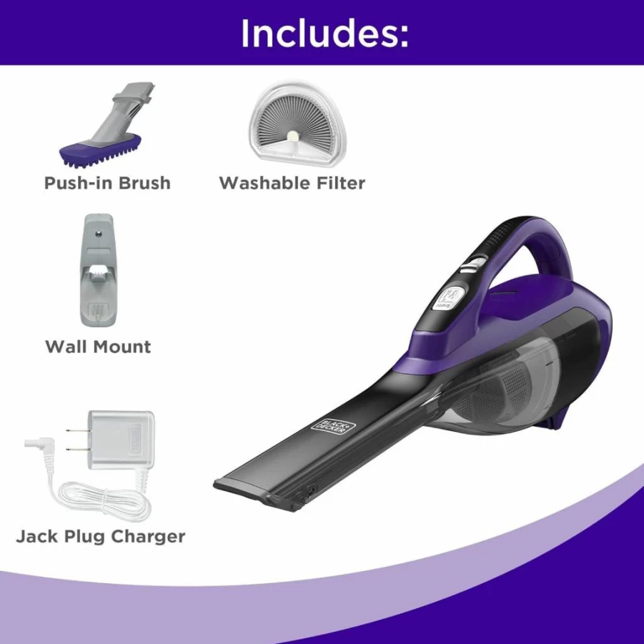 BLACK+DECKER Cordless Handheld Vacuum for Pet Hair - Dustbuster AdvancedClean HLVA325JP07, Lightweight for Home & Car Use