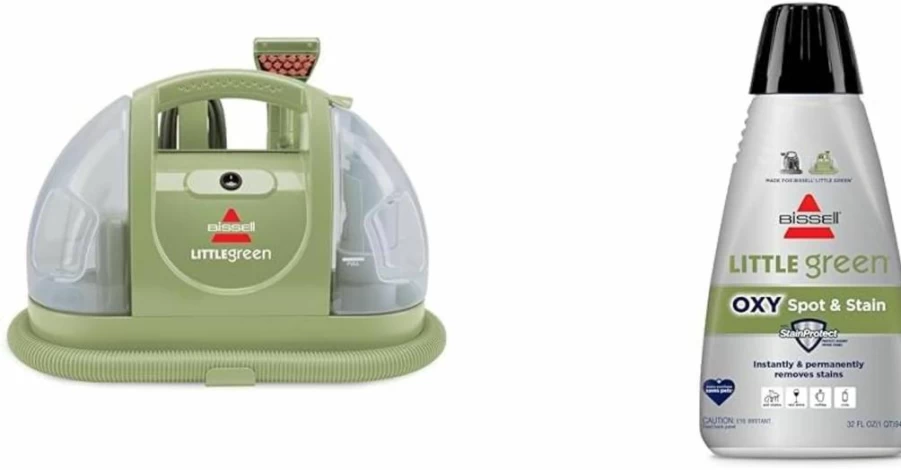 Bissell Little Green 1400B Portable Carpet Cleaner for Home, Car & Upholstery – Compact Deep Cleaner with Attachments, Green
