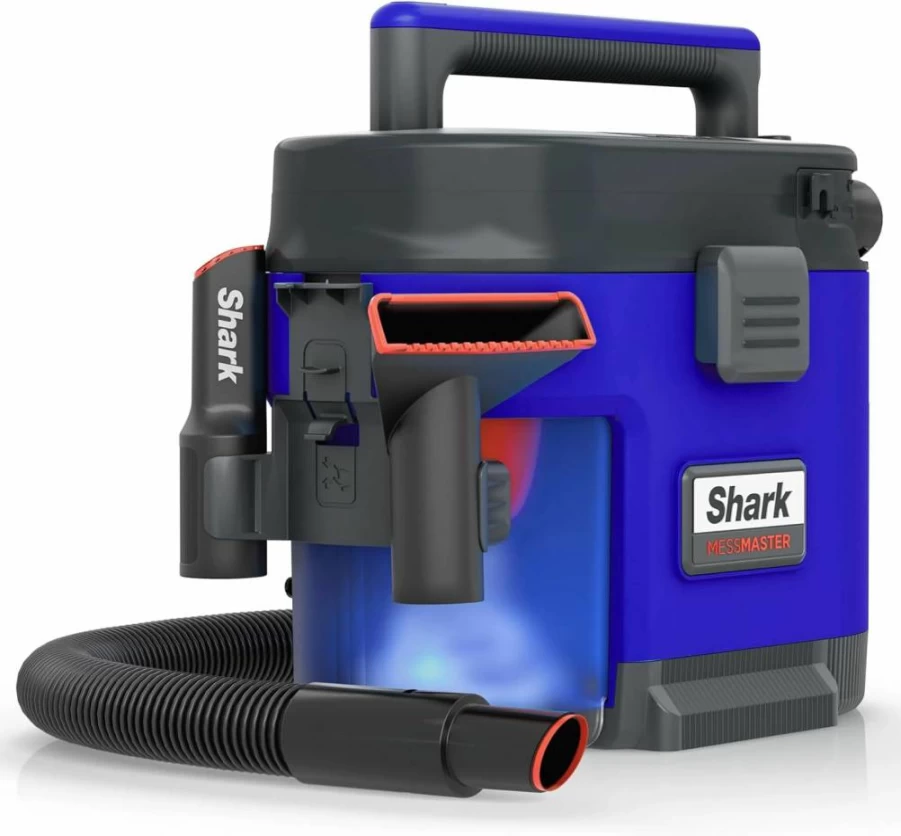 Shark VS101 MessMaster 1-Gallon Corded Wet Dry Vacuum with AnyBag Tech - Self-Cleaning, Ultra-Powerful Suction for Pet Hair & Car Cleaning (Renewed, Blue)