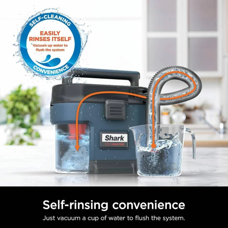 Shark VS101 MessMaster 1-Gallon Corded Wet Dry Vacuum with AnyBag Tech - Self-Cleaning, Ultra-Powerful Suction for Pet Hair & Car Cleaning (Renewed, Blue)