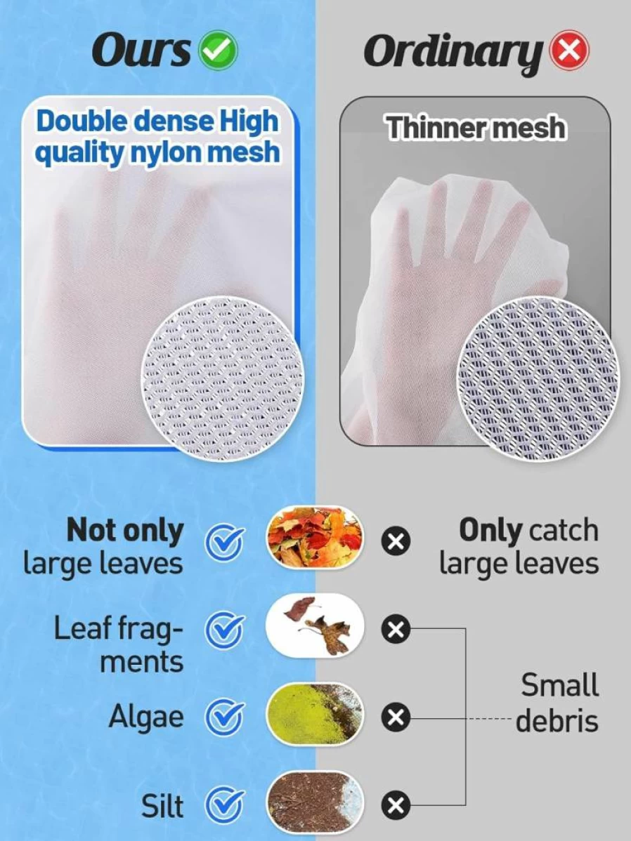 PAMASE 4-Pack 16" x 24" Fine Mesh Pool Vacuum Cleaner Replacement Bags with Pull Lock for Leaf Debris Collection