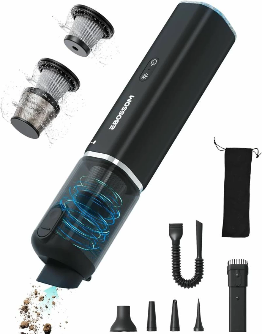 EBOSSOM Cordless Car Vacuum Cleaner 21000Pa High Power, 4-in-1 Handheld Vacuum with LED Light for Car, Home, Pet Hair, Portable Aspiradora Para Auto & Office